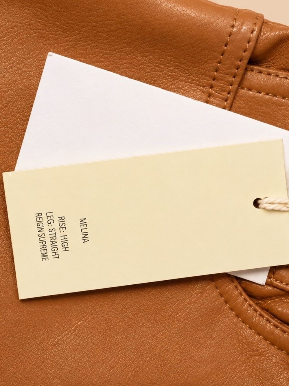 NWT Aritzia Wilfred High Rise Straight Leg Vegan Learher Pants in Chestnut - Picture 4 of 8